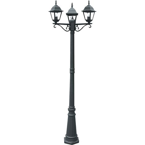 Palo per esterno ROMA nero con diffusori in vetro 190 cm. (3xE27) IP44 (1/2)