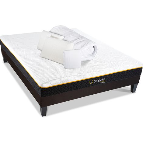 OLYMPE LITERIE Pack Prêt à dormir OLYMPE 180x200 cm Matelas Mémoire de forme + Sommier + Accessoires (1/5)