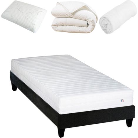 Pack prêt à dormir EGIO - sommier bois Blanc 90x190 cm (1/5)