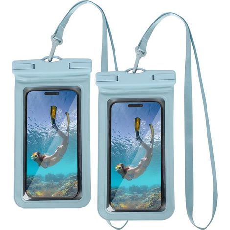 Funda impermeable teléfonos móviles de 7,2 pulgadas, iPhone 16 Pro Max, 16, Samsung S25 Max Galaxy S24, resistente 30 metros, juego de 2 piezas (1/5)