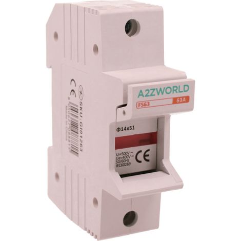 Portafusibile Modulare AC D14X51mm 63A AC 500V IP20 IEC60269 FS63, Disponibili 1P 1M, 2P 2M, 4P 4M (1P) (1/3)