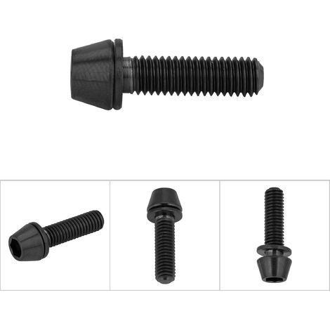 Vis de direction conique 8mm M5x18 pour VTT avec rondelle, boulon noir pour vélo de montagne (1/5)