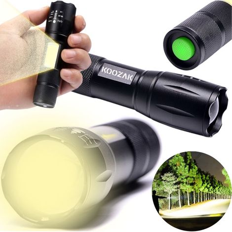 Lampe torche tactique puissante, zoom militaire, rechargeable, IP67, projecteur, cadeau pour la fête des pères (1/5)