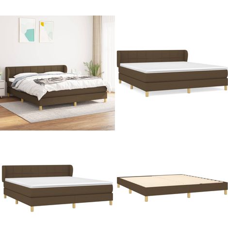 Sommier à lattes de lit avec matelas Marron foncé 180x200 cm - Lit Double - Lit Tapissier - Literie - Chambre À Coucher - Matelas À Ressorts Ensachés - Home & Living (1/5)