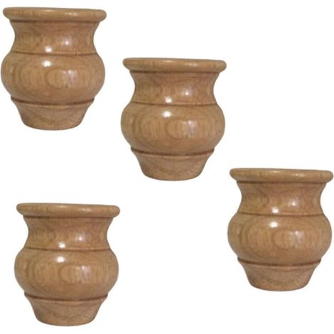 4er-Set Massivholz-Möbelbeine, runde Holzfüße, Ersatzfüße für Sofas, mit Montageplatte, Gummibaumholz, für TV-Schränke, 10 cm, Holz