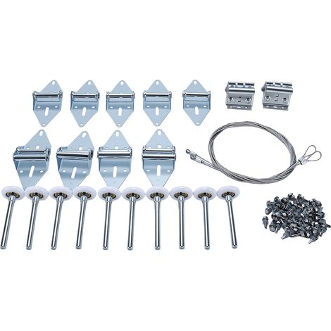 Kit de quincaillerie pour porte de garage avec charnière à rouleau, support supérieur et câble métallique pour portes de 2,13 m de hauteur (1/5)