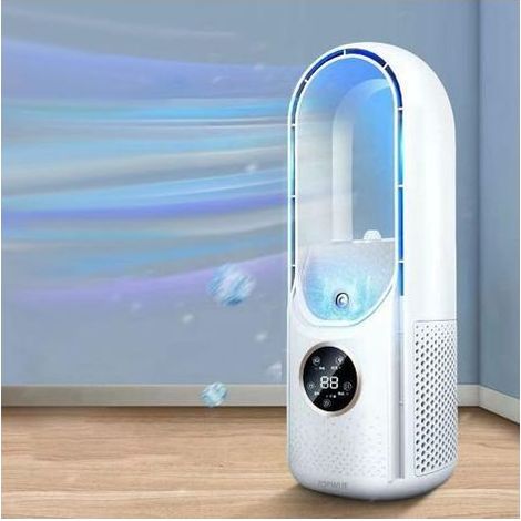 Ventilateur sans pales silencieux 6 vitesses réglables – Contrôle tactile – Humidification – Minuterie 6H – Pour chambre et bureau (1/5)