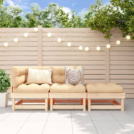 Juego de muebles de jardín 3 piezas madera maciza de pino vidaXL (1/5)