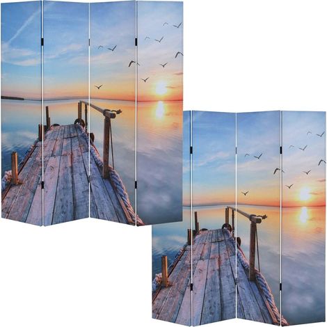 Biombo separador de ambientes de 4 paneles 180x160 cm patrón atardecer PAR04012