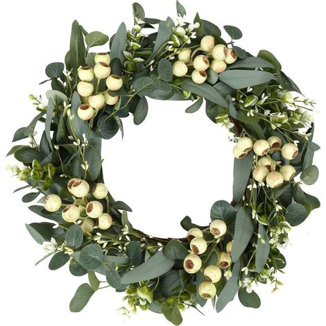 Guirlande Porte D'Entrée - 50 cm - Feuillage Vert Artificiel avec Baies Rouges - Pour Intérieur Extérieur Mur Porche Fenêtre - Toutes Saisons - 1 Pièce (1/5)