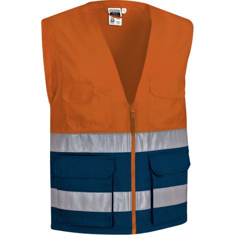 Chaleco de alta visibilidad multibolsillos LISBURN 3XL Naranja flúor / Azul marino