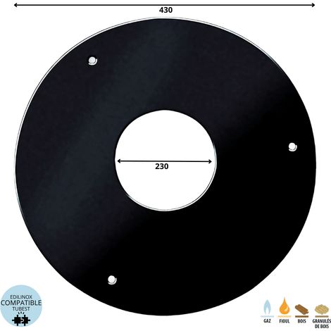 Rosace d'élément de finition conduit double paroi isolé Edilinox - Diamètre 180 mm