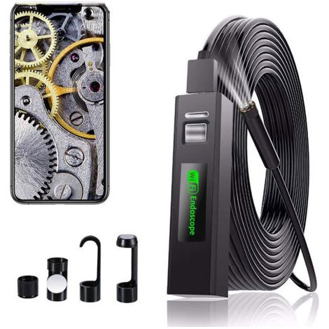QORVA-Endoscope 3,5 m, caméra d'inspection endoscopique sans fil, endoscope HD 1200p IP68 avec 8 LED pour iPhone, Android, iPad, Mac, PC, etc.