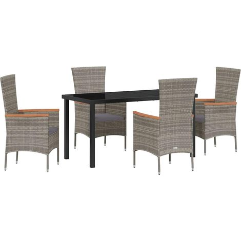 Maison Exclusive - Set da Pranzo per Giardino con cuscino 5 pcs Grigio (1/5)