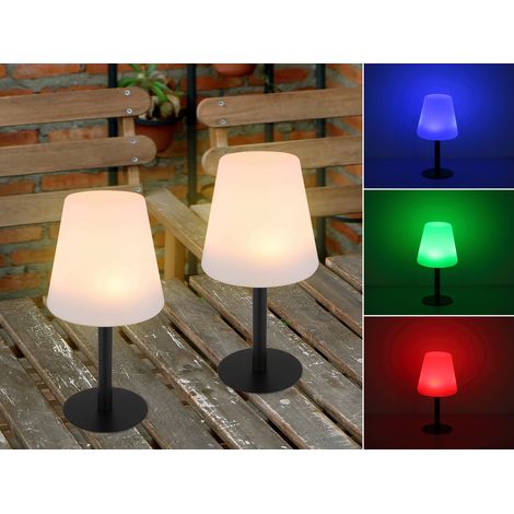 2er Set LED Outdoor Solar Tischleuchten mit RGB Farbwechsel, Höhe 30cm (1/5)