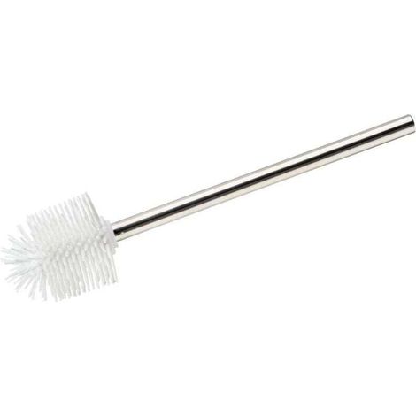 Brosse WC de rechange silicone avec manche acier inox, Brosse WC silicone blanc, acier inox - silicone, Ø 7,5x35 cm, chromé - blanc (1/4)