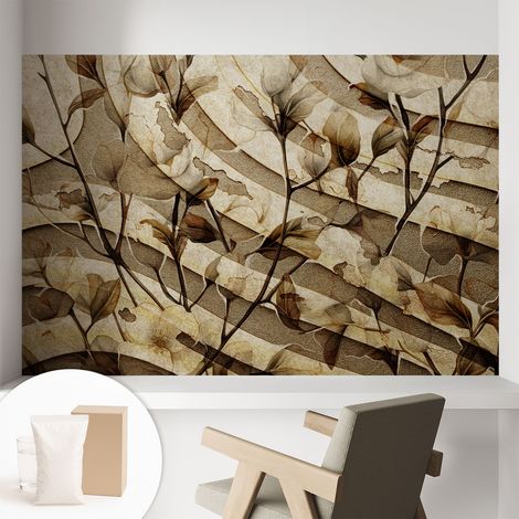 Papier peint intissé à motifs décoratifs pour salon chambre et bureau Décoration murale élégante avec colle Flore classique 104x70 cm (1/5)