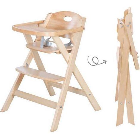Chaise haute pliable - ROBA - FOLD UP SMART - Plateau repas + harnais de sécurité - Bois naturel