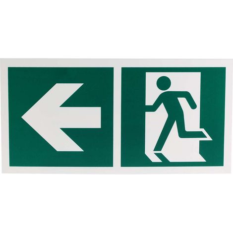 Symbole d'évacuation d'urgence RS PRO, Sortie de secours à gauche, Plastique ( Prix pour 1 )