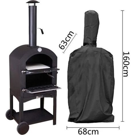 Housse de protection étanche housse de barbecue pour patio de jardin,Housse étanche pour four à pizza extérieur-Noir(68x63x160) (1/4)