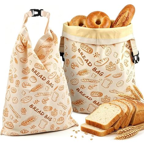 2pcs Sac a Pain Cire Abeille avec Fermeture éclair Garde le Pain Frais, Tissu lin boulanger respirant enduit de cire d’abeille naturelle, réutilisable, rangement cuisine pour pain frais, 30 x 40 cm (1/5)