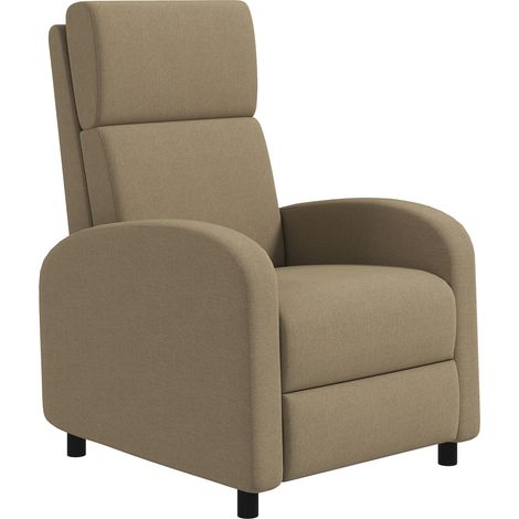 HOMCOM Poltrona Relax Reclinabile a 160° con Poggiapiedi in Tessuto Beige