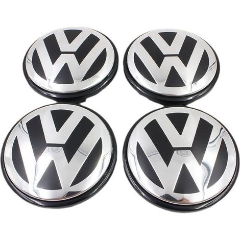 Lot de 4 cache-moyeux aluminium 65mm Résistants aux chocs et à l'eau Installation rapide Compatibles avec plusieurs modèles de véhicules (1/2)