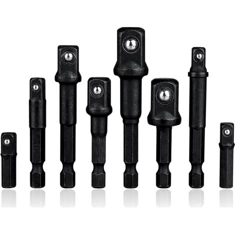 8 Pièces Adaptateurs Porte Douilles Hexagonale 1/4'' - Changement Rapide - Adaptateurs Convertisseurs pour Perceuse - Conversion Douille 1/4''-1/2''-3/8'' Carré (1/5)