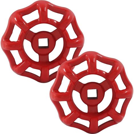 Ensemble de 4 poignées de robinet extérieur, poignée de robinet avec trou de tige de valve de 6 x 6 mm, bouton de remplacement pour robinet (rouge) (1/5)