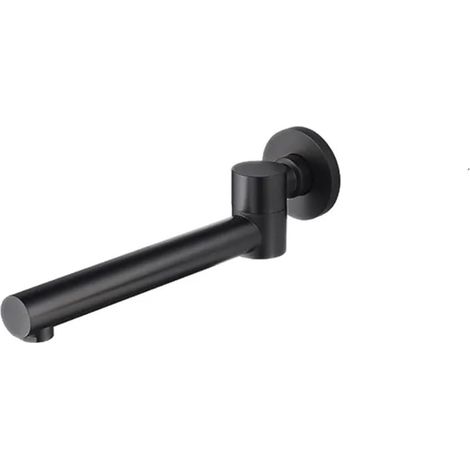 Robinet de cuisine Robinet de lavabo de salle de bains, mitigeur bec pivotant, accessoires sortie d'eau murale, robinet de baignoire en laiton gris noir Bibcock(Zwart) (1/5)