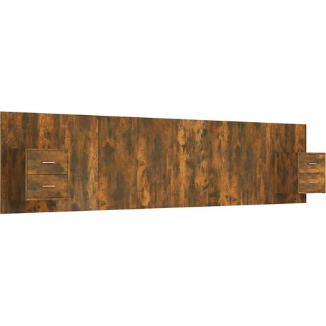 Maison Exclusive - Testiera Letto con Comodini in Legno Multistrato Rovere Fumo (1/5)