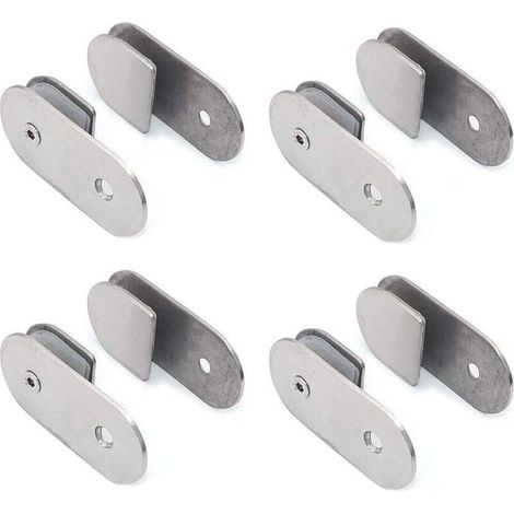 Pinces murales pour étagères en verre – Lot de 8, acier inoxydable 304 brossé, compatibles verre 8–12 mm, angle 180° (1/5)