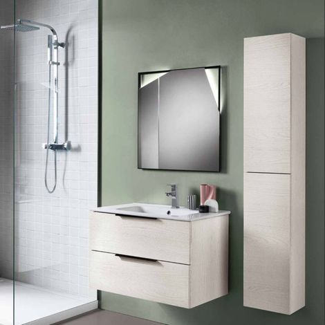 Mobile sospeso bagno 80 cm in nobilitato BALI Bianco Nordico (1/4)