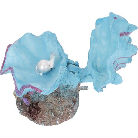 Décoration Aquarium Coquille Pliable - Résine Bleue - Ornement à Bulles pour Aquarium - 10 x 9 x 7 cm - 1 Pièce (1/5)