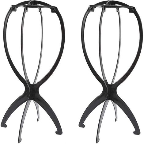 Support de perruque pliable en plastique noir, support de rangement et présentation pour perruques adapté aux hommes et aux femmes (1/5)