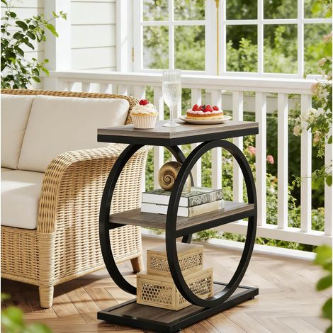 Mesa auxiliar 3 estantes industrial MDF metal OKMYHOME (1/5)