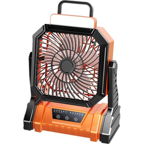 Ventilateur de camping portable – Ventilateur personnel de bureau pour camping, avec lanterne 4 modes réglables 5400 mAh pour voyage plage, maison climat chaud (1/5)