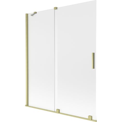 Mexen Velar paroi de baignoire à 2 volets coulissants 140 x 150 cm, givré, or brossé - 896-140-000-31-55 (1/2)