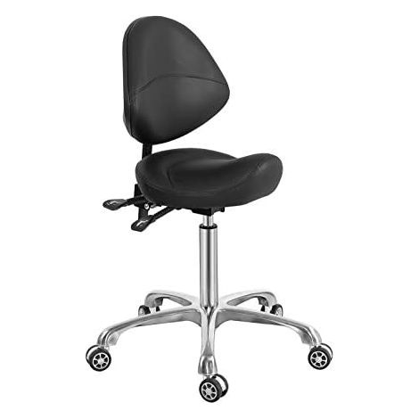 Chaise à roulettes très résistante avec siège en forme de selle, soutien dorsal et rotation hydraulique réglable 159 kg (1/5)