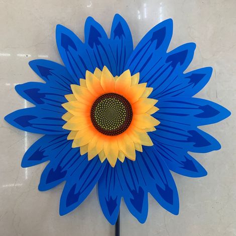 Moulin à vent décoratif, lot de 2 – diamètre de la fleur 36 cm, longueur de la tige 55 cm, hauteur totale 73 cm – forme de tournesol. (1/5)