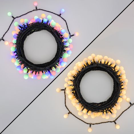 Catena 20 m, 200 minisfere Ø 15 mm, Dual Color LED Bianco Caldo e Multicolo (1/5)