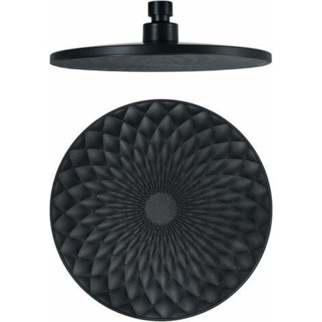8-inch Round Shower Head, Fixed ABS Rain Shower Head, Water Saving, High Pressure, G1/2 Connection, Black