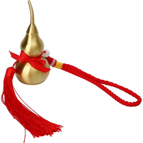 Pendentif Feng Shui des Cinq Chemins, corde rouge, calebasse en cuivre, 10 cm de haut, décoration à suspendre pour voiture, pompon porte-bonheur (1/5)