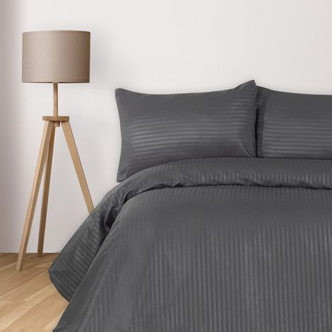 Parure de Lit 3 Pièces 240 x 220 cm avec Housse de Couette et Taies d'Oreiller en Microfibre, Douce et Infroissable, Fermeture Éclair, Anthracite (1/5)