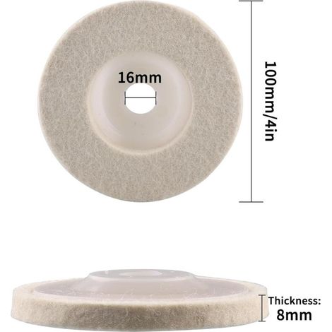 Disque de polissage en laine, 10 unités, meuleuse d'angle de 100 mm (4 pouces), accessoire de polissage, meuleuse angulaire pour métal, marbre, bijoux, plastiques, meubles, voitures (1/4)