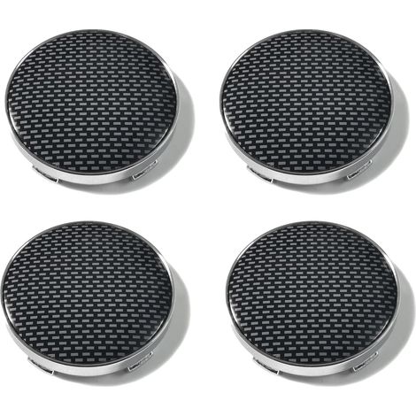 Cache-moyeux de 60 mm en fibre de carbone argent avec 4 autocollants pour voiture (1/2)