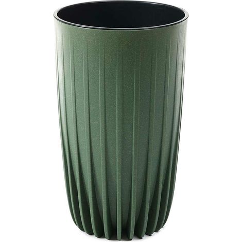 Vaso da fiori alto in legno ecologico a strisce, verde