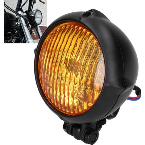 Phare rond jaune rétro 12V 35W pour motos - Élégant et polyvalent pour les motos rétro (1/5)