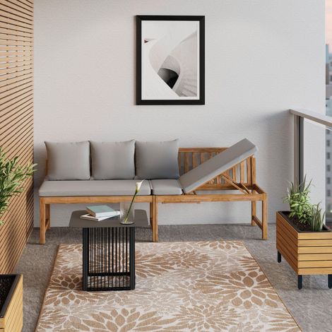 Mömax Gartenbank Junoa Grau Akazie/Outdoorstoff (1/5)