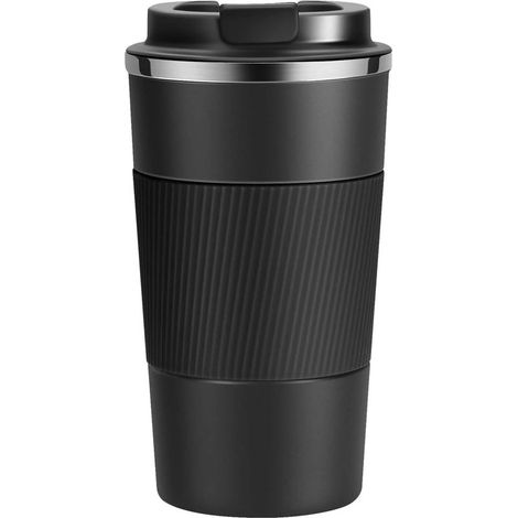 Tasse Café Mug Isotherme de Voyage Isolée en Acier Inoxydable Tasse Voiture Etanche sans BPA Tasse Thermique avec (500ml, Noir) (1/5)